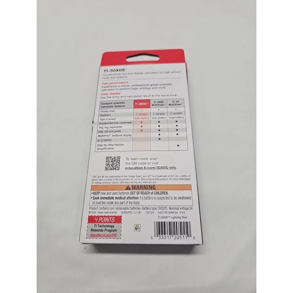 Texas Instruments TI-30XIIS 2 Line‎ Scientific Calculator Lightning Blue Sealed